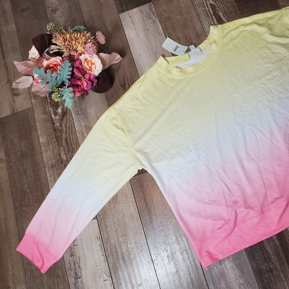 NWT Jenni Women's Sleep Top Long Sleeve Crewneck Pullover Pink Ombre Size XL